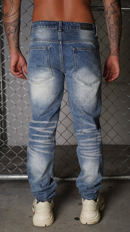 Washed Indigo Straight Jeans